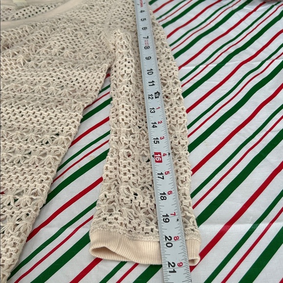 L*SPACE Crochet Top Cream Open Knit Long Sleeve Size Small - Picture 8 of 9